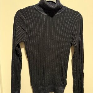 Scotch & Soda Black Shimmer Turtleneck Sweater